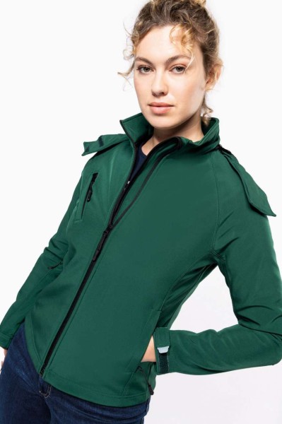 LADIES' DETACHABLE HOODED SOFTSHELL JACKET Szürke 