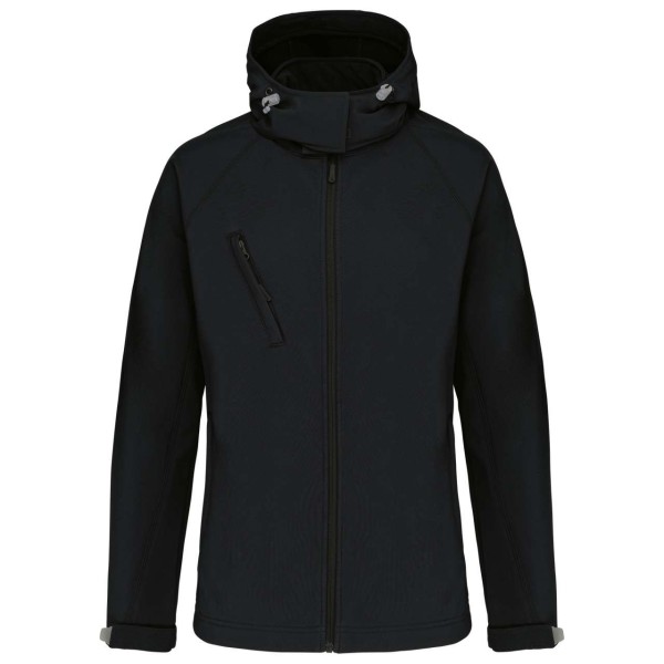 LADIES' DETACHABLE HOODED SOFTSHELL JACKET Fekete 