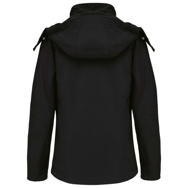 LADIES' DETACHABLE HOODED SOFTSHELL JACKET Fekete 