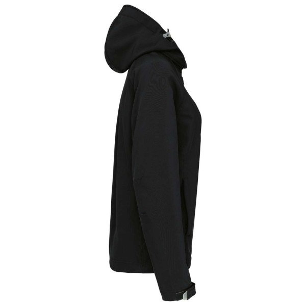 LADIES' DETACHABLE HOODED SOFTSHELL JACKET Fekete 