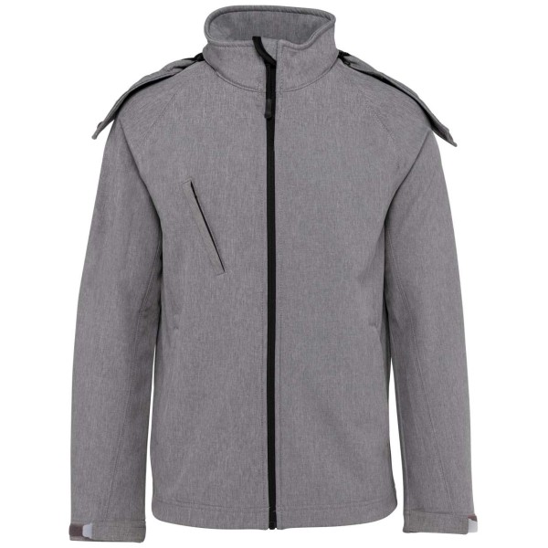 LADIES' DETACHABLE HOODED SOFTSHELL JACKET Szürke 