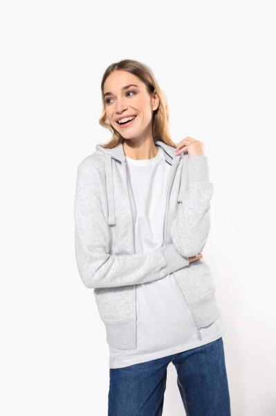 LADIES' FULL ZIP HOODED SWEATSHIRT Fekete 