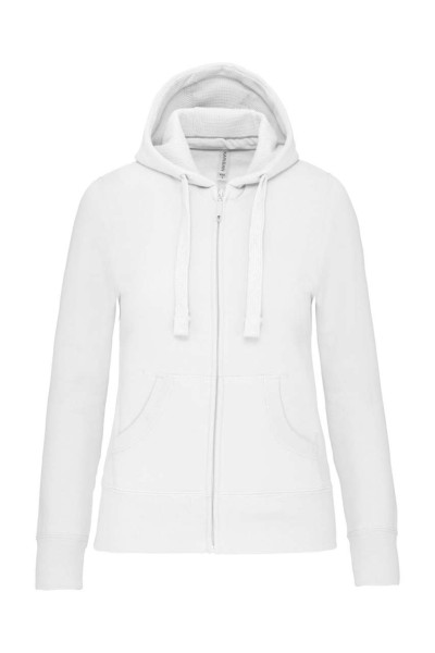 LADIES' FULL ZIP HOODED SWEATSHIRT Fehér 