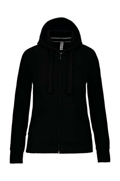 LADIES' FULL ZIP HOODED SWEATSHIRT Fekete 