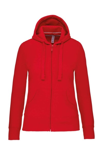 LADIES' FULL ZIP HOODED SWEATSHIRT Piros 