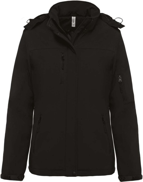 LADIES’ HOODED SOFTSHELL LINED PARKA Fekete 