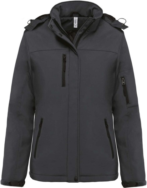 LADIES’ HOODED SOFTSHELL LINED PARKA Szürke 