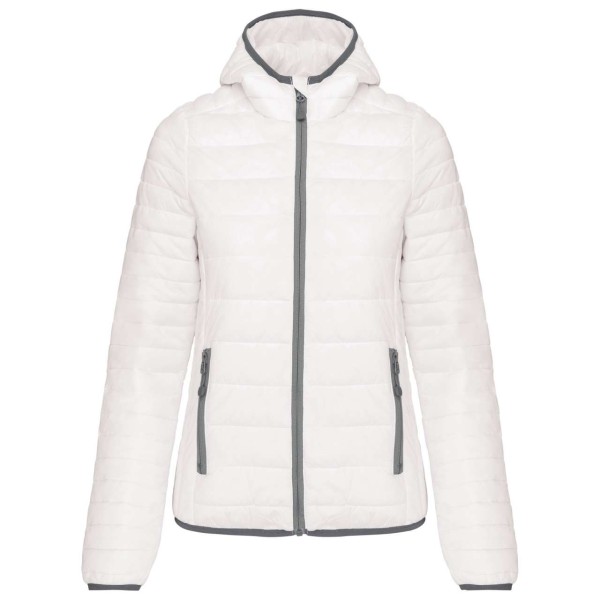 LADIES' LIGHTWEIGHT HOODED PADDED JACKET Fehér 
