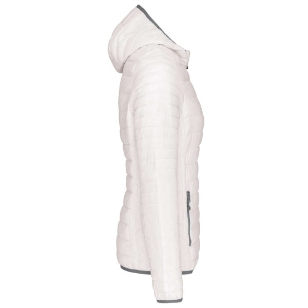 LADIES' LIGHTWEIGHT HOODED PADDED JACKET Fehér 
