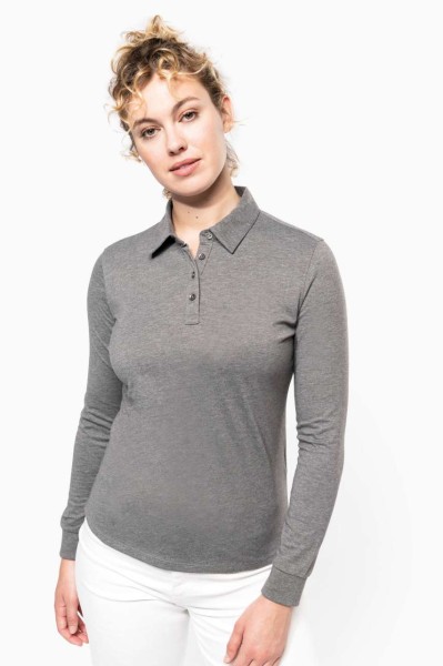 LADIES' LONG SLEEVE JERSEY POLO SHIRT Szürke 