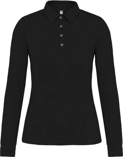 LADIES' LONG SLEEVE JERSEY POLO SHIRT Fekete 