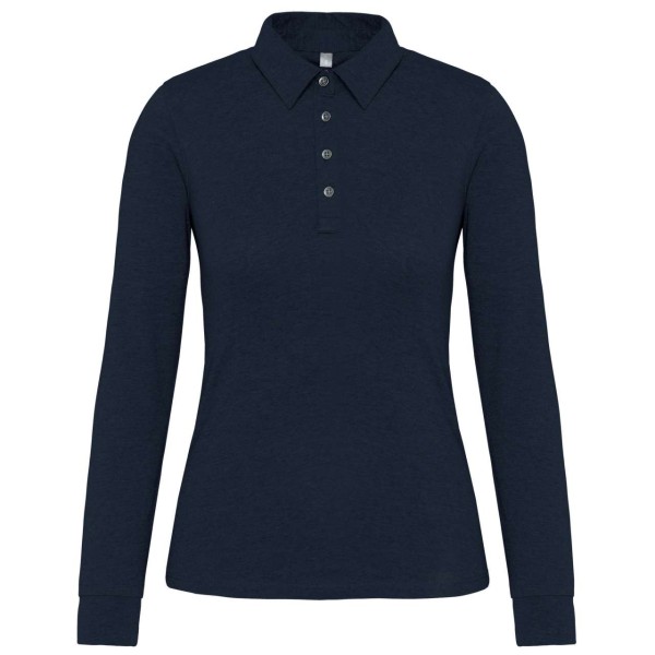 LADIES' LONG SLEEVE JERSEY POLO SHIRT Kék 
