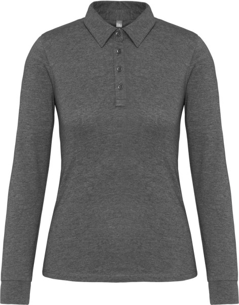 LADIES' LONG SLEEVE JERSEY POLO SHIRT Szürke 