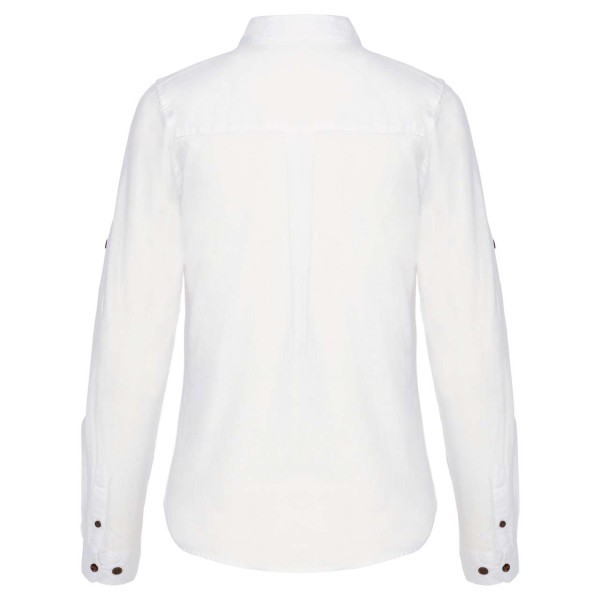 LADIES' LONG SLEEVE LINEN AND COTTON SHIRT Fehér 