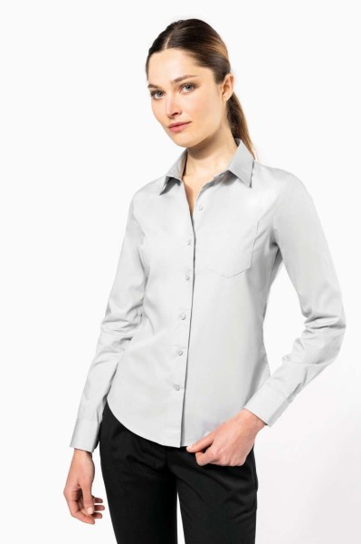 LADIES' LONG-SLEEVED COTTON POPLIN SHIRT Fekete 