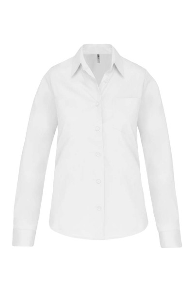 LADIES' LONG-SLEEVED COTTON POPLIN SHIRT Fehér 