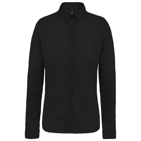 LADIES’ LONG-SLEEVED COTTON POPLIN SHIRT Fekete 