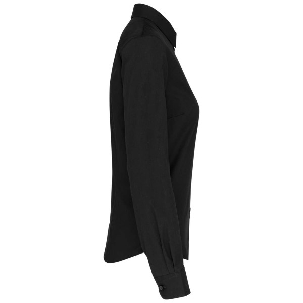 LADIES’ LONG-SLEEVED COTTON POPLIN SHIRT Fekete 
