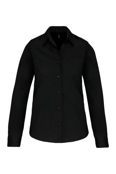 LADIES' LONG-SLEEVED COTTON POPLIN SHIRT Fekete 