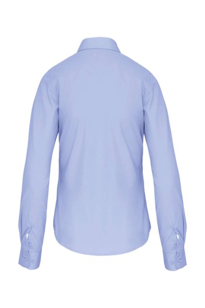 LADIES' LONG-SLEEVED COTTON POPLIN SHIRT Kék 