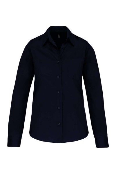 LADIES' LONG-SLEEVED COTTON POPLIN SHIRT Kék 
