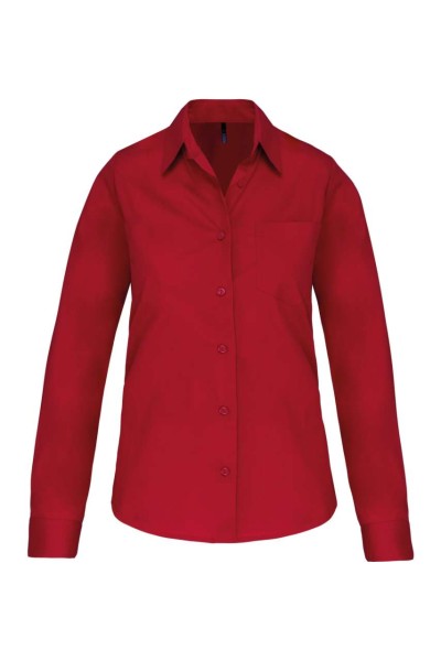 LADIES' LONG-SLEEVED COTTON POPLIN SHIRT Piros 