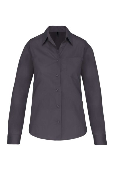 LADIES' LONG-SLEEVED COTTON POPLIN SHIRT Szürke 