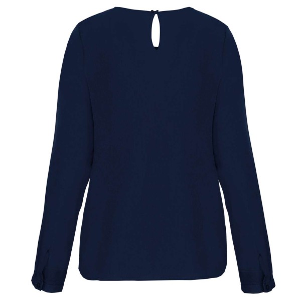 LADIES' LONG-SLEEVED CREPE BLOUSE Kék 