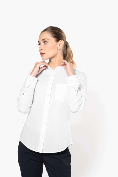 LADIES' LONG-SLEEVED MANDARIN COLLAR SHIRT Fekete 