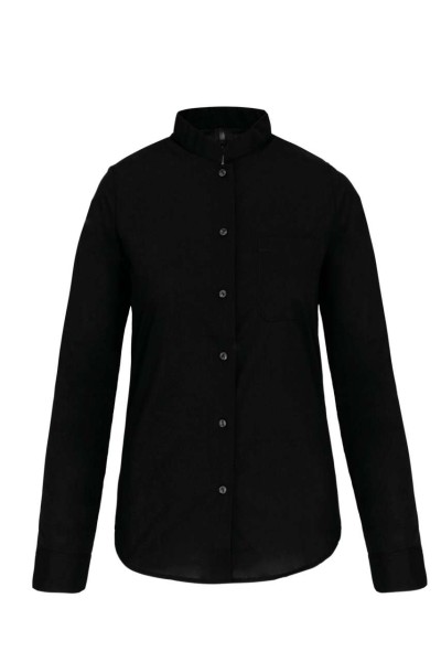 LADIES' LONG-SLEEVED MANDARIN COLLAR SHIRT Fekete 