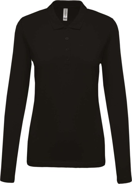 LADIES’ LONG-SLEEVED PIQUÉ POLO SHIRT Fekete 
