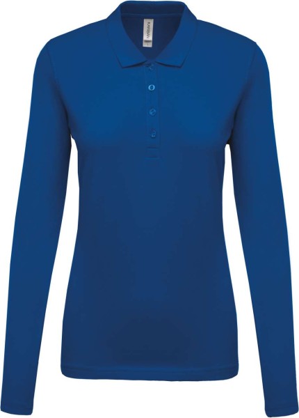 LADIES’ LONG-SLEEVED PIQUÉ POLO SHIRT Kék 