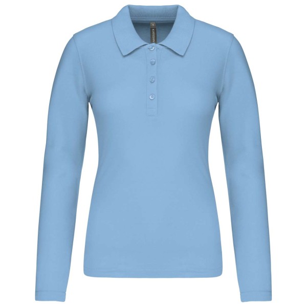 LADIES’ LONG-SLEEVED PIQUÉ POLO SHIRT Kék 