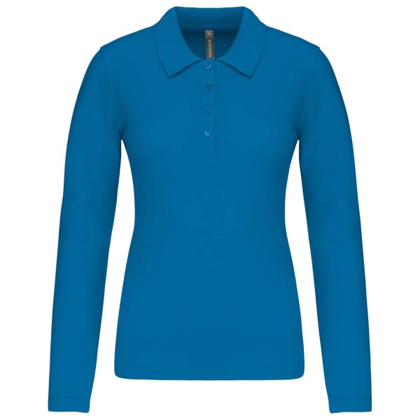 LADIES’ LONG-SLEEVED PIQUÉ POLO SHIRT Kék 
