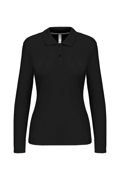 LADIES' LONG-SLEEVED POLO SHIRT Fekete 