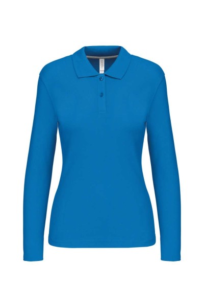 LADIES' LONG-SLEEVED POLO SHIRT Kék 