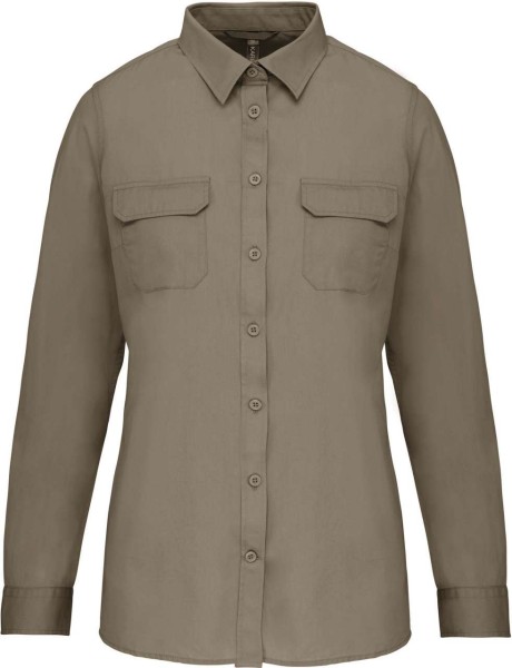 LADIES' LONG-SLEEVED SAFARI SHIRT Zöld 