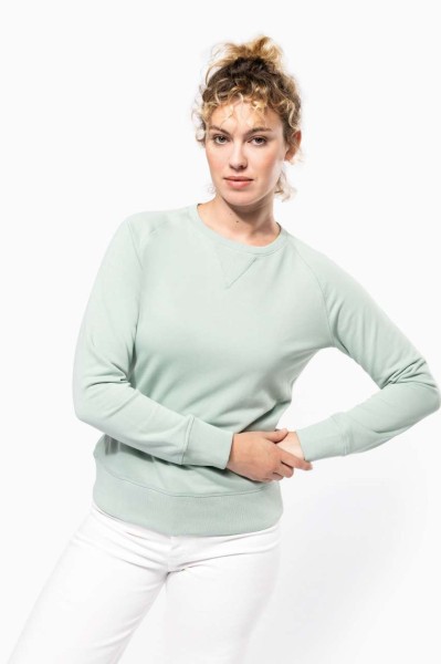 LADIES’ ORGANIC COTTON CREW NECK RAGLAN SLEEVE SWEATSHIRT Kék 