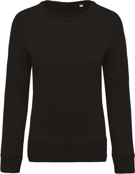 LADIES’ ORGANIC COTTON CREW NECK RAGLAN SLEEVE SWEATSHIRT Fekete 
