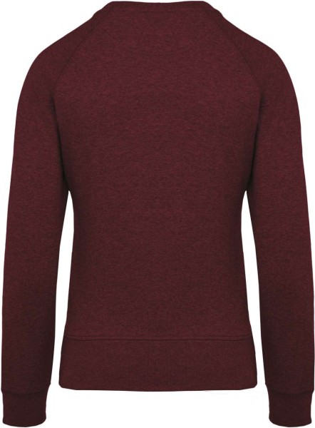 LADIES’ ORGANIC COTTON CREW NECK RAGLAN SLEEVE SWEATSHIRT Piros 