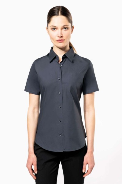 LADIES' SHORT-SLEEVED COTTON/ELASTANE SHIRT Piros 