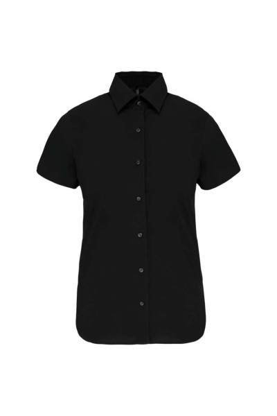 LADIES' SHORT-SLEEVED COTTON/ELASTANE SHIRT Fekete 