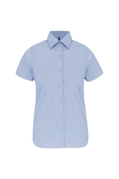 LADIES' SHORT-SLEEVED COTTON/ELASTANE SHIRT Kék 