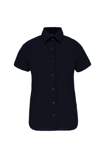 LADIES' SHORT-SLEEVED COTTON/ELASTANE SHIRT Kék 