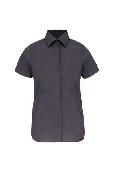 LADIES' SHORT-SLEEVED COTTON/ELASTANE SHIRT Szürke 