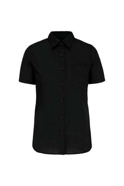 LADIES' SHORT-SLEEVED COTTON POPLIN SHIRT Fekete 