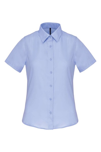 LADIES' SHORT-SLEEVED COTTON POPLIN SHIRT Kék 