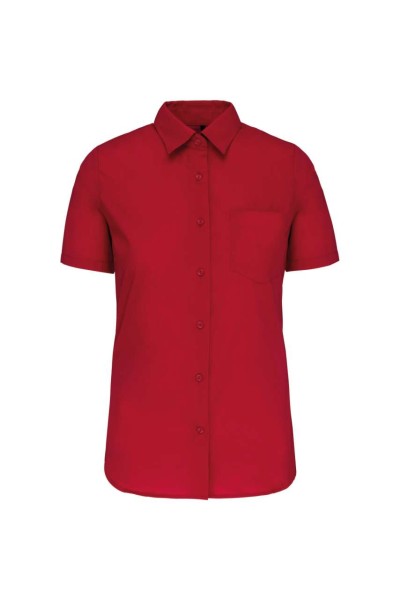 LADIES' SHORT-SLEEVED COTTON POPLIN SHIRT Piros 