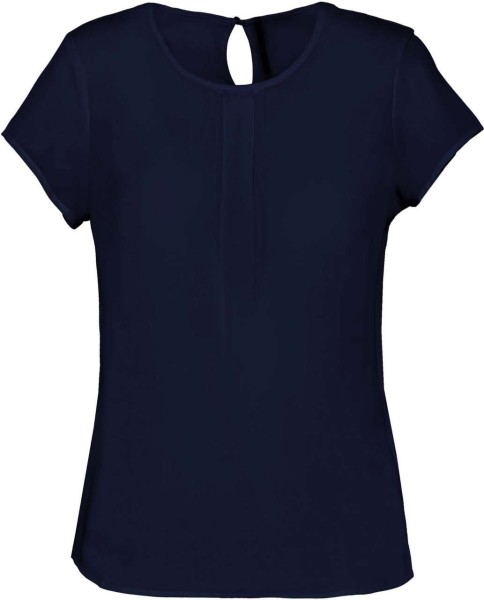 LADIES' SHORT-SLEEVED CREPE BLOUSE Kék 