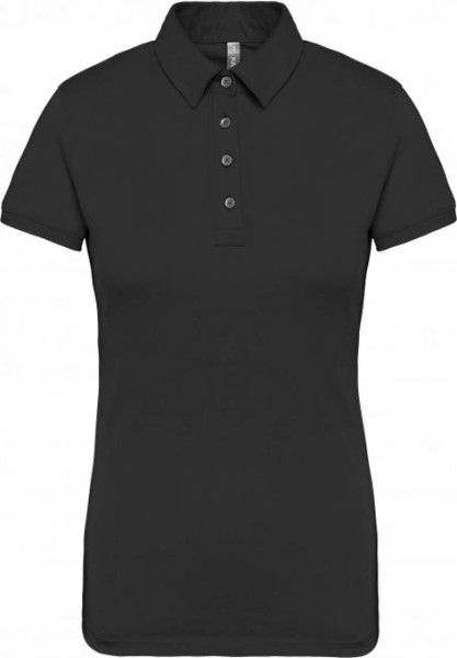 LADIES' SHORT SLEEVED JERSEY POLO SHIRT Fekete 